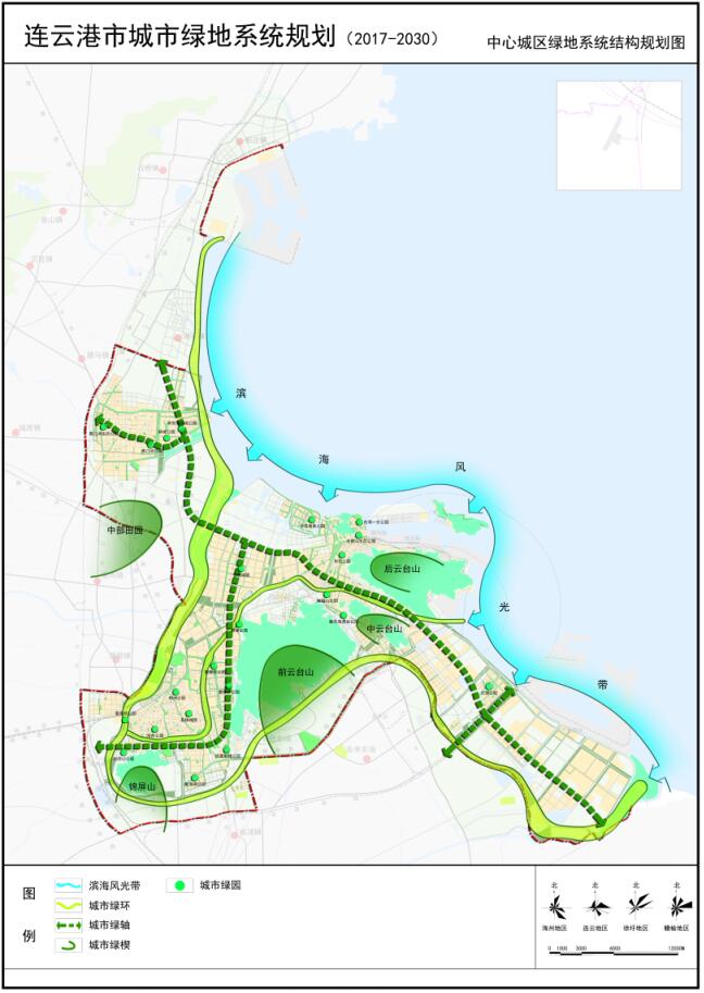 中心城區綠地系統結構規劃圖